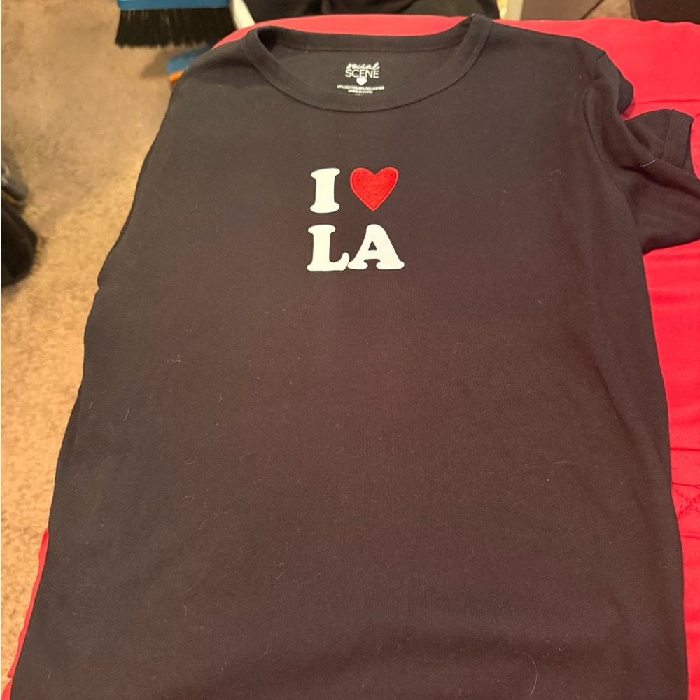 Scene Weaver Kids Black Tee with Red Heart 'I Love LA' Design